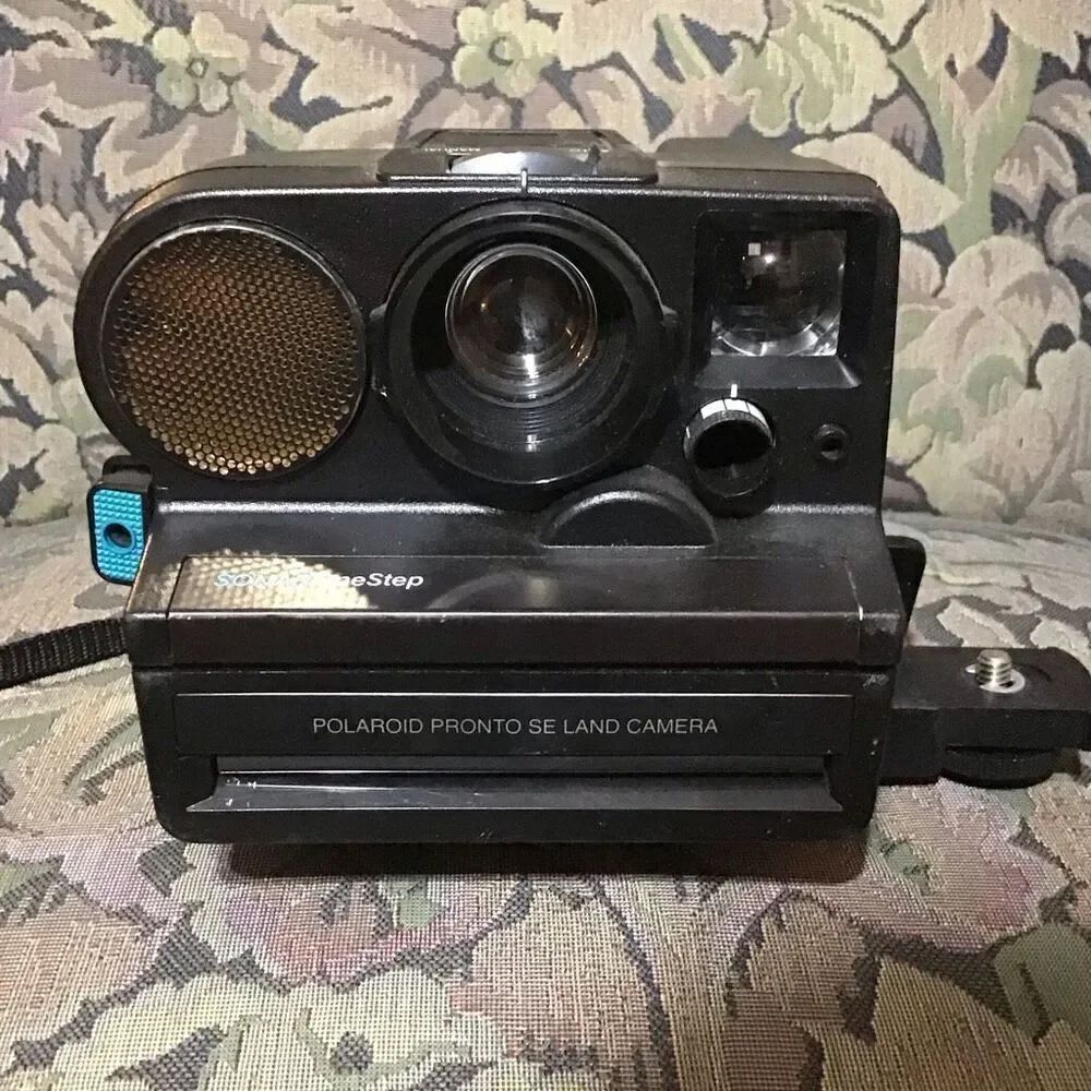Polaroid Pronto, SE sonar, one step land, camera with tripod mount